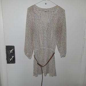 Flower print see thru blouse